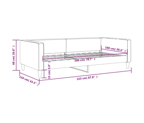 Sofá cama sin colchón tela gris oscuro 100x200 cm