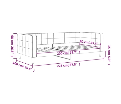 vidaXL Sofá cama terciopelo negro 90x200 cm