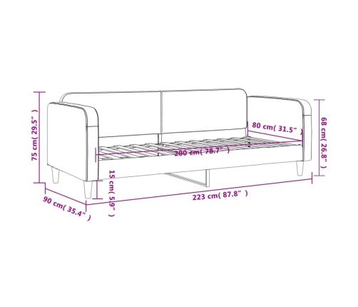 vidaXL Sofá cama tela gris claro 80x200 cm