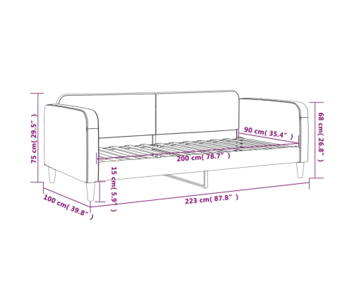 Sofá cama sin colchón tela taupe 90x200 cm