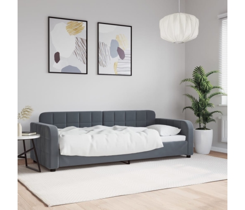 Sofá cama terciopelo gris oscuro 80x200 cm