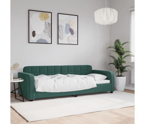 Sofá cama sin colchón terciopelo verde oscuro 80x200 cm