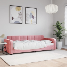 Sofá cama sin colchón terciopelo rosa 80x200 cm