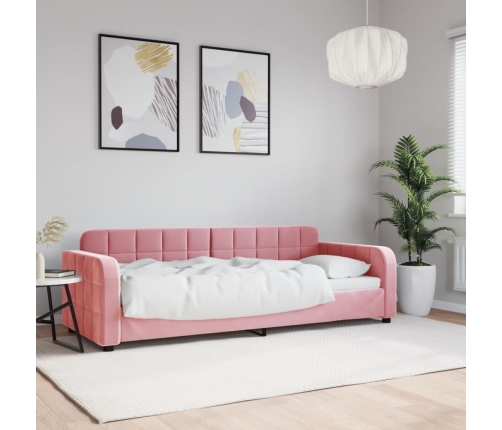 Sofá cama sin colchón terciopelo rosa 80x200 cm