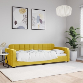 Sofá cama sin colchón terciopelo amarillo 80x200 cm