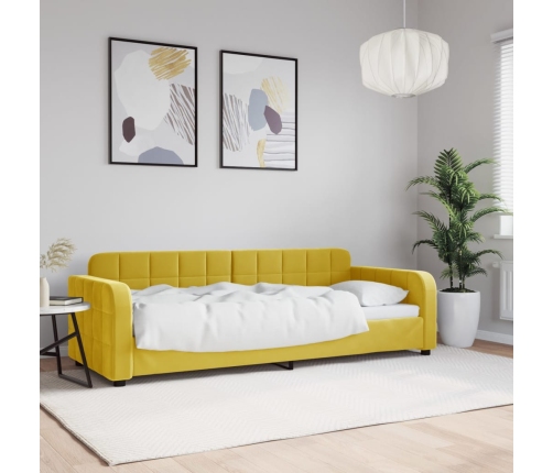 Sofá cama sin colchón terciopelo amarillo 80x200 cm