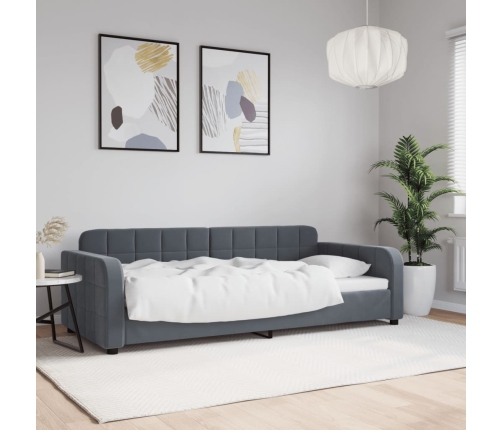 Sofá cama sin colchón terciopelo gris oscuro 90x200 cm