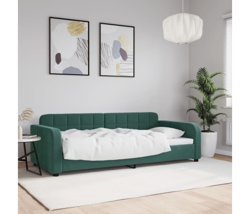 Sofá cama sin colchón terciopelo verde oscuro 90x200cm