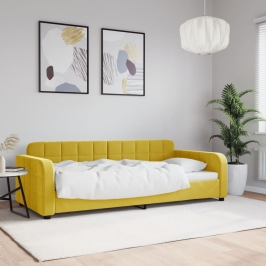 Sofá cama sin colchón terciopelo amarillo 90x200 cm