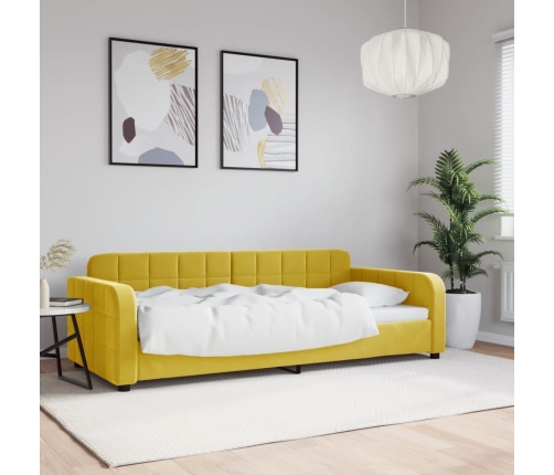 Sofá cama sin colchón terciopelo amarillo 90x200 cm