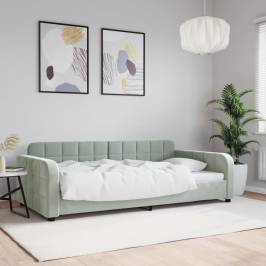 Sofá cama sin colchón terciopelo gris claro 100x200 cm