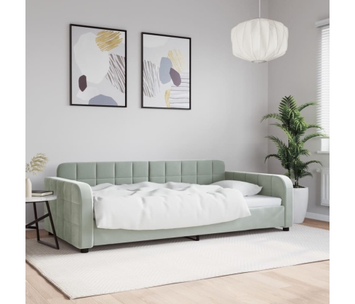 Sofá cama sin colchón terciopelo gris claro 100x200 cm