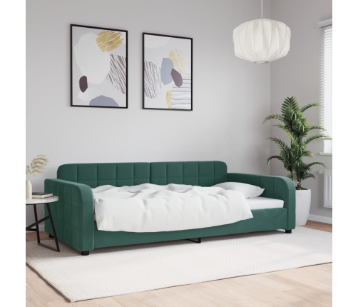 Sofá cama sin colchón terciopelo verde oscuro 100x200 cm