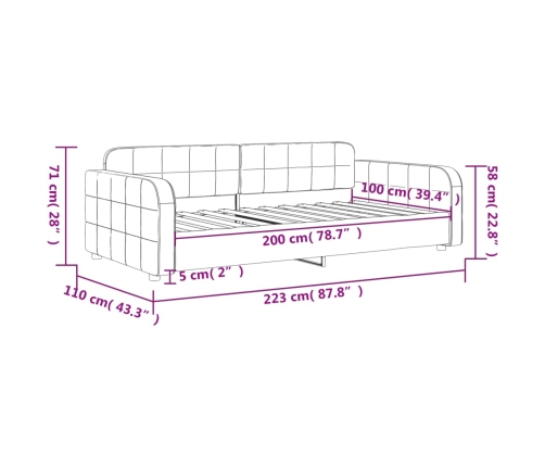 Sofá cama sin colchón terciopelo negro 100x200 cm