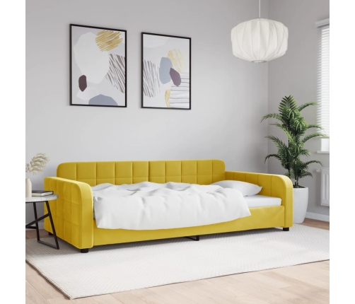 Sofá cama sin colchón terciopelo amarillo 100x200 cm