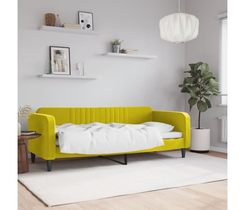 Sofá cama sin colchón terciopelo amarillo 80x200 cm