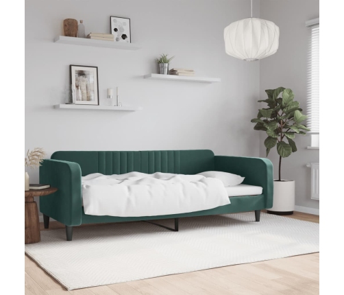 Sofá cama sin colchón terciopelo verde oscuro 90x200cm