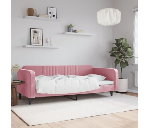 Sofá cama sin colchón terciopelo rosa 90x200 cm