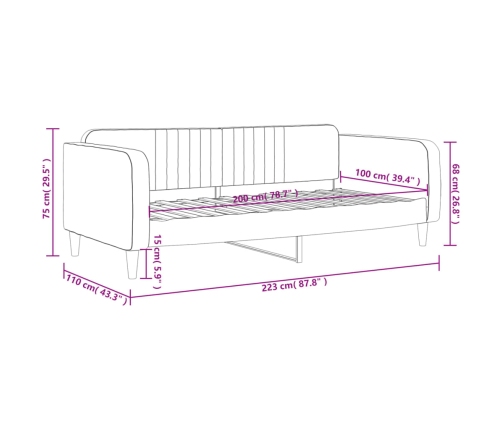 Sofá cama terciopelo rosa 100x200 cm