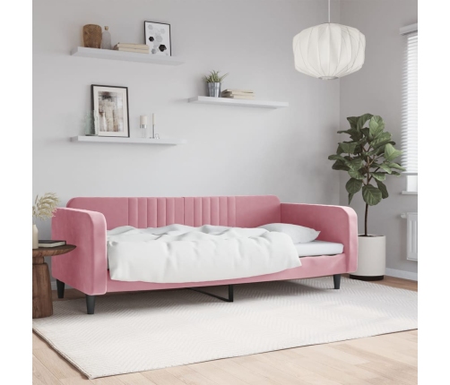 Sofá cama terciopelo rosa 100x200 cm