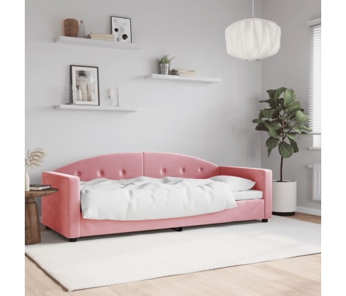 Sofá cama terciopelo rosa 80x200 cm