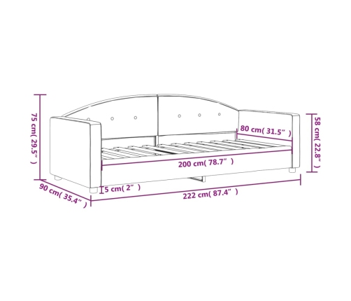 vidaXL Sofá cama terciopelo amarillo 80x200 cm