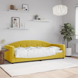 Sofá cama sin colchón terciopelo amarillo 80x200 cm