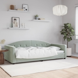 Sofá cama sin colchón terciopelo gris claro 90x200 cm