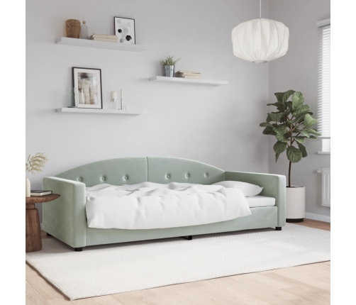 Sofá cama sin colchón terciopelo gris claro 90x200 cm