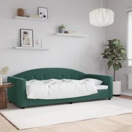 Sofá cama sin colchón terciopelo verde oscuro 90x200cm