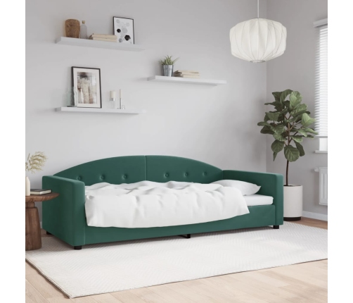 Sofá cama sin colchón terciopelo verde oscuro 90x200cm