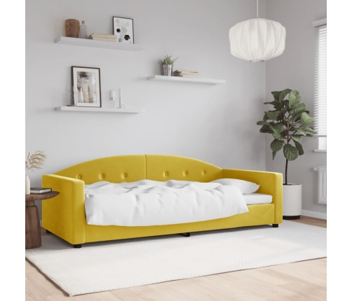 Sofá cama sin colchón terciopelo amarillo 90x200 cm