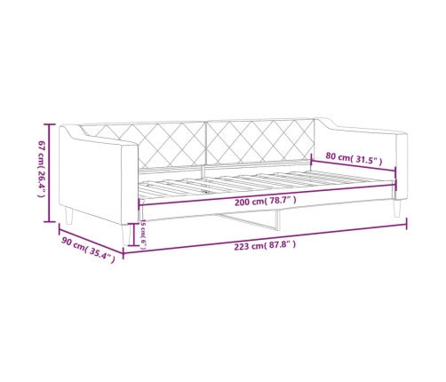 Sofá cama sin colchón tela gris taupe 80x200 cm