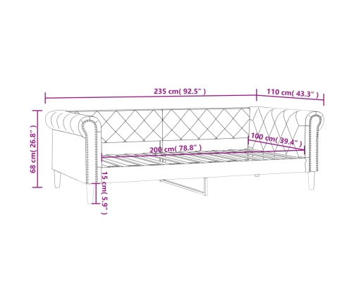 vidaXL Sofá cama cuero sintético negro 100x200 cm