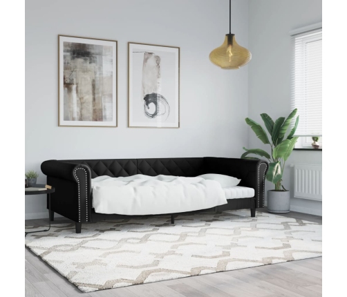 vidaXL Sofá cama cuero sintético negro 100x200 cm