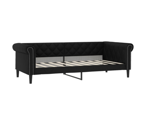 Sofá cama cuero sintético negro 90x190 cm