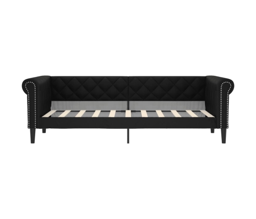 Sofá cama cuero sintético negro 90x190 cm