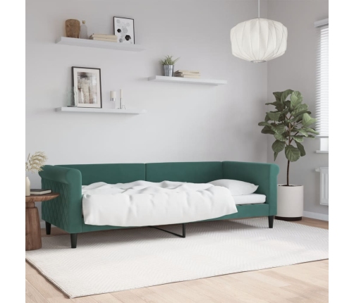 Sofá cama sin colchón terciopelo verde oscuro 80x200 cm