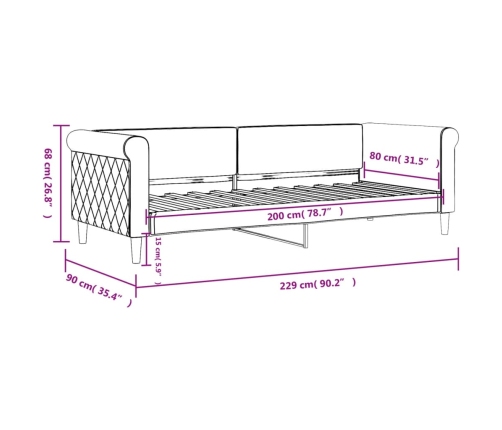 vidaXL Sofá cama terciopelo negro 80x200 cm