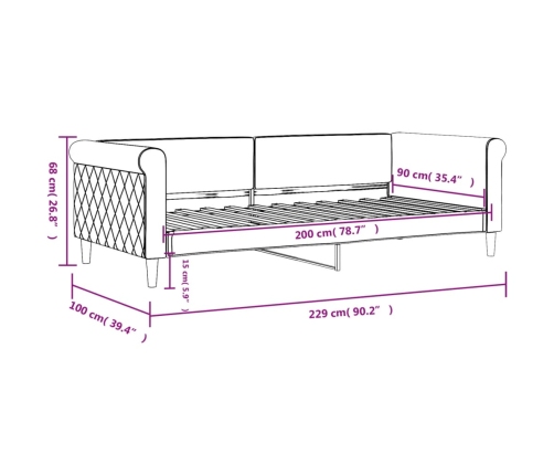 vidaXL Sofá cama terciopelo gris claro 90x200 cm