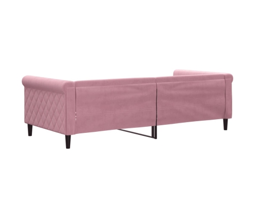 Sofá cama terciopelo rosa 90x200 cm