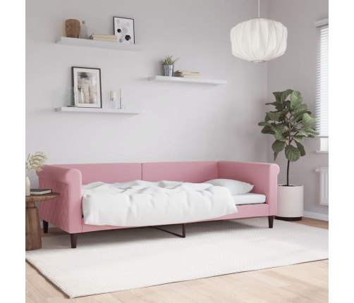 Sofá cama terciopelo rosa 90x200 cm