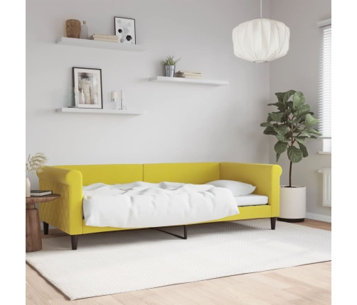 Sofá cama sin colchón terciopelo amarillo 90x200 cm