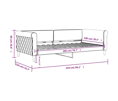 Sofá cama terciopelo rosa 100x200 cm