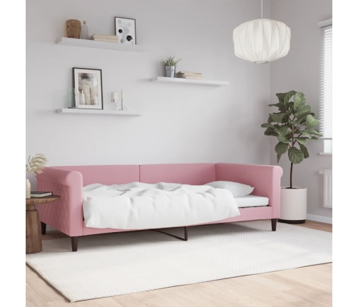 Sofá cama terciopelo rosa 100x200 cm