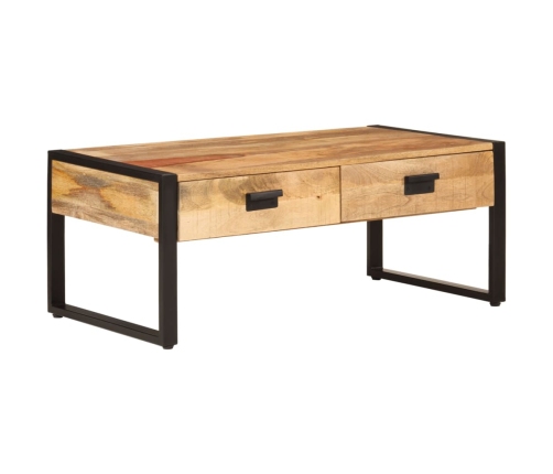 Mesa de centro hierro y madera maciza de mango 100x54x40 cm