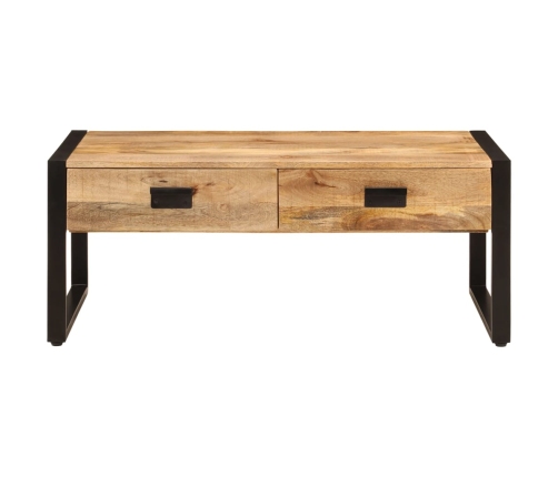 Mesa de centro hierro y madera maciza de mango 100x54x40 cm