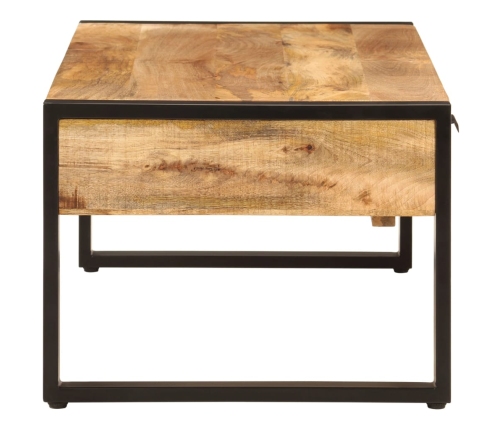 Mesa de centro hierro y madera maciza de mango 100x54x40 cm