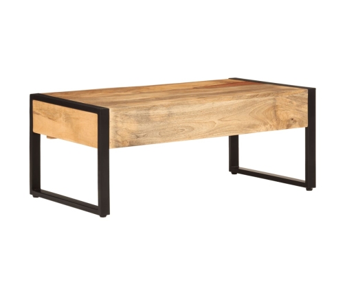 Mesa de centro hierro y madera maciza de mango 100x54x40 cm