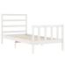 Estructura de cama individual con cabecero madera maciza blanco